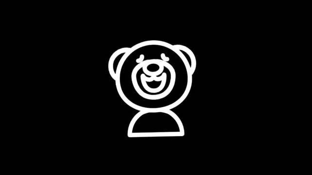 Simple white teddy bear icons on a black background