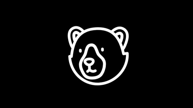 Simple white bear icon animation on black background