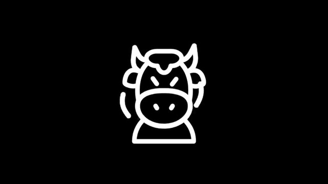 Simple white cow icon animation on black background