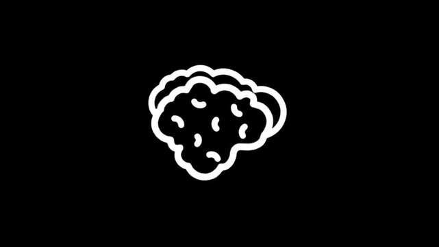 Animated brain icon with white outline on black background