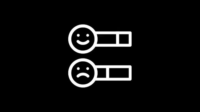 Customer satisfaction survey icons with happy and sad faces on black background