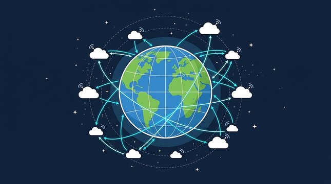 Cloud computing data exchange around planet Earth
