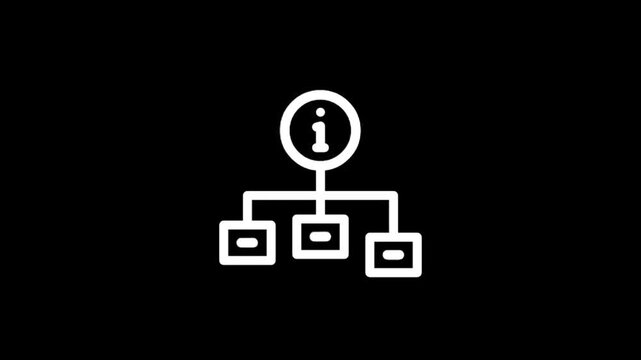 Simple organizational chart icon with information symbols for business and data