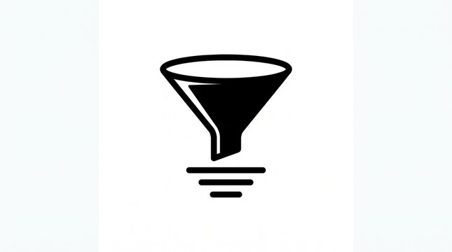 A black funnel icon representing data filtering and sorting on a plain white background