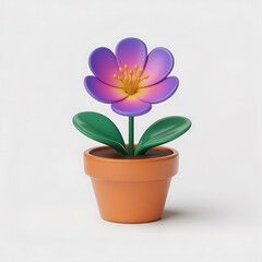 Obraz premium Colorful flower in terracotta pot with green leaves