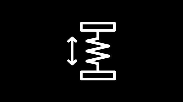 Animated graphic showing a spring compressing and expanding with arrows indicating motion