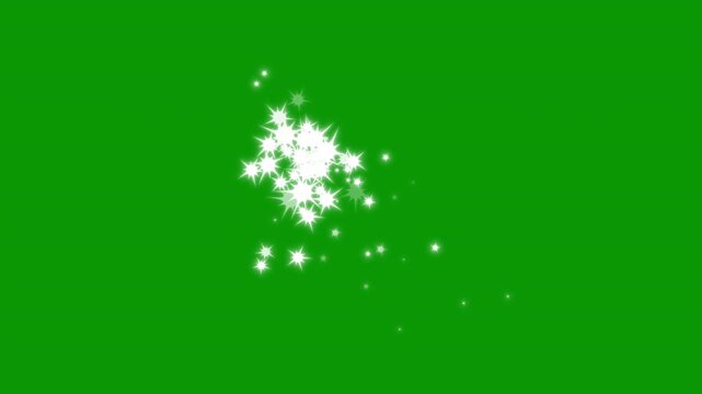 Glowing starlight glitter sparkle path and shining white particle stars dust animation. 4K fairy tale magic pixie dust line transition isolated on green screen background video loop.