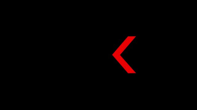 Red chevron arrow icon animation on a black background for digital interface design