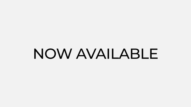 Now Available Animated Text on Black Background, Minimal Modern Typography Motion Graphics