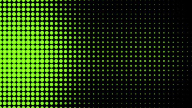 Green glowing dot matrix pattern fading into darkness on black background