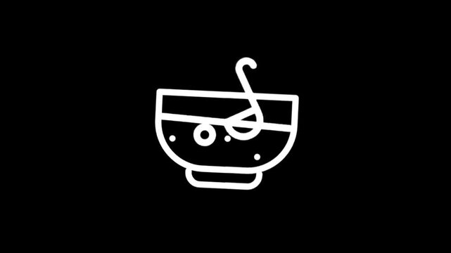 Animated icon of a steaming cup with a musical note inside