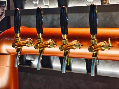Copper beer tap dispenser for draft beer, Pub Bar Brewery Equipment, Alcoholic Drink Service, Faucet Handle, Oktoberfest Celebration