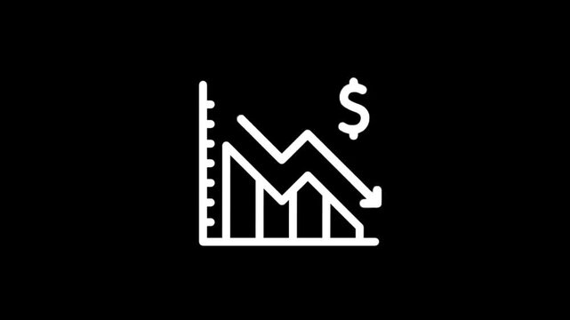 Financial graph showing downward trend with dollar sign indicating economic decline