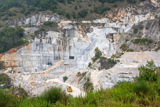 white marble quarries of Carrara nestled in the Apuan Alps of Tuscany, Italy