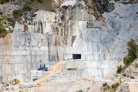 white marble quarries of Carrara nestled in the Apuan Alps of Tuscany, Italy