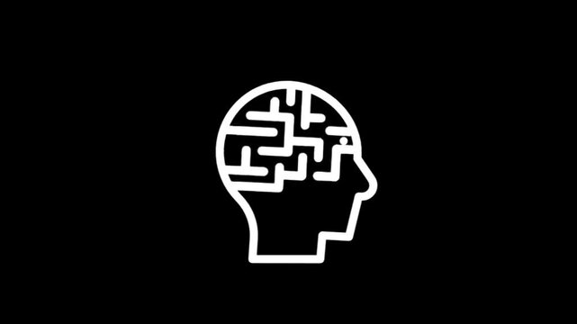 Abstract representation of a human head with a maze-like brain structure