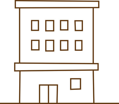 Simple hand drawn sketch of a small apartment building or office structure isolated on white background