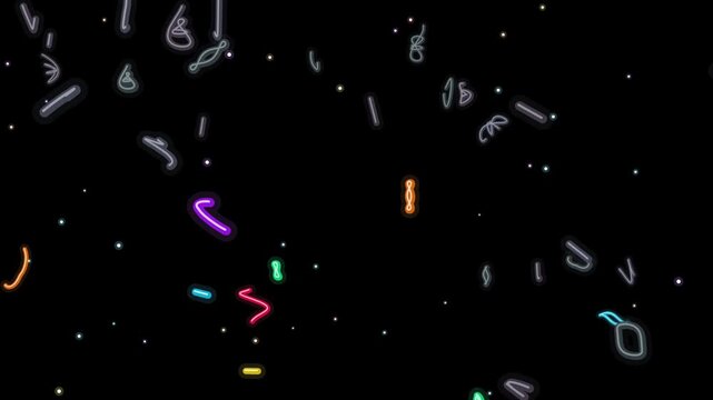 Abstract Colorful Neon Doodles Floating Motion Background Loop