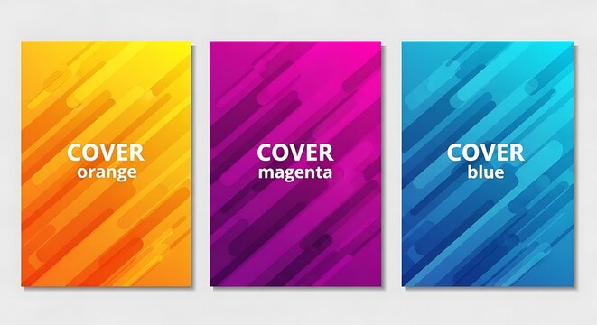 Modern abstract geometric covers in orange, magenta, and blue gradients
