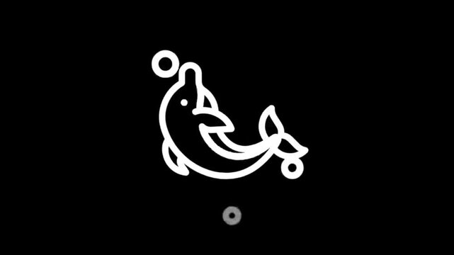 Playful dolphin animation with a ball, simple line art style