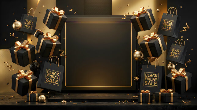 Black friday sale shopping scene with tv