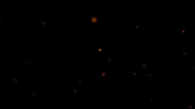 Futuristic golden yellow glowing digital cube particles explosion background motion graphics featuring cyber network grid data flow elements isolated on pitch black screen
