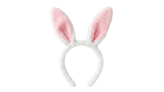 Plush bunny ears headband isolated on transparent background