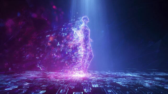 Futuristic digital transformation concept with vibrant colors and abstract technology