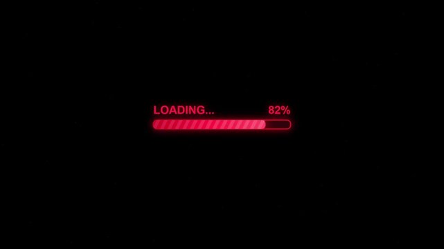 Futuristic Cyber Glowing Red Loading Progress Bar Percentage Motion Graphic Loop