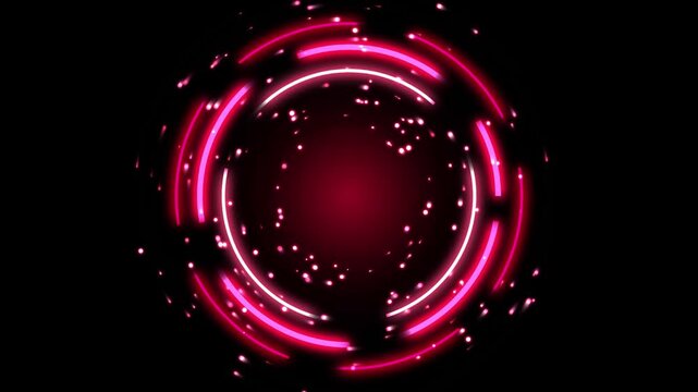 Glowing Magenta Neon Circular HUD Ring Frame Particles Motion Graphic Loop