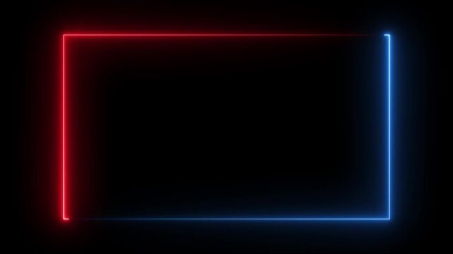 square rectangle picture frame icon animation glowing neon blue purple violet color border frame display neon box movement screen round shape rotation footage retro line