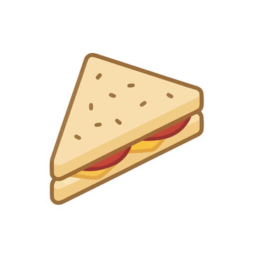 Triangle sandwich with cheese and tomato slices