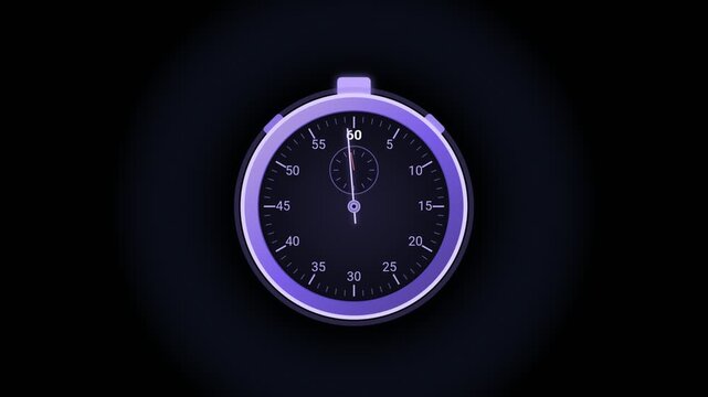 Digital stopwatch timer animation: countdown and time measurement