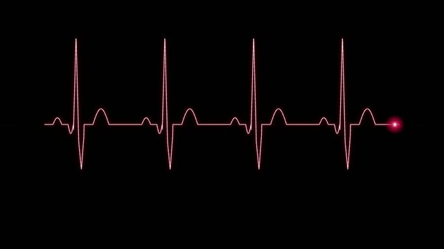 Red ekg heartbeat monitor pulse line animation on black background