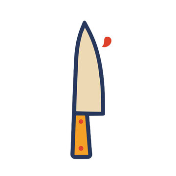 Kitchen knife with red drop