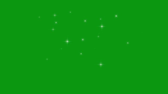 Glitter sparkle animation, white twinkling star particles, fairy dust trail, magic glow shimmer effect, bokeh light burst, chroma key green screen, seamless loop, 4k HD video