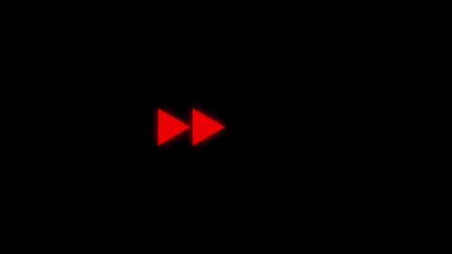 Fast forward white symbols icon symbol animation on black background. Fast forward sign moving forward