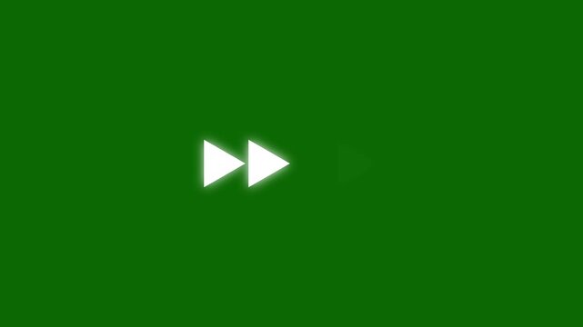 Fast forward white symbols icon symbol animation on black background. Fast forward sign moving forward