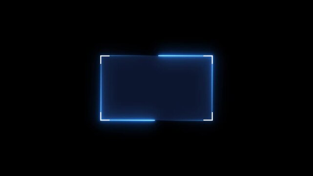 Futuristic neon HUD callout frame for digital interface. Sci fi HUD lower third with copy space for broadcast titles. Neon UI screen overlay for gaming and news use. News mocup frame, hud elements.
