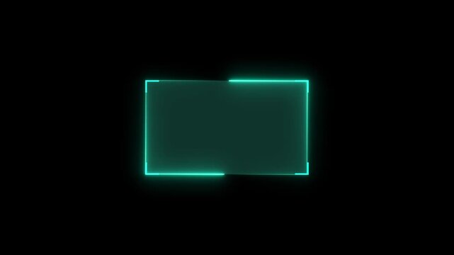 Futuristic neon HUD callout frame for digital interface. Sci fi HUD lower third with copy space for broadcast titles. Neon UI screen overlay for gaming and news use. News mocup frame, hud elements.