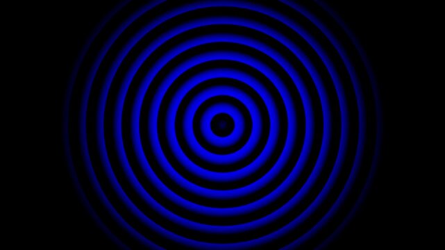 Abstract blue Concentric Circles Optical Illusion Hypnotic Tunnel, Monochrome Radial Circle Wave Background Hypnosis and Mind Control Concept