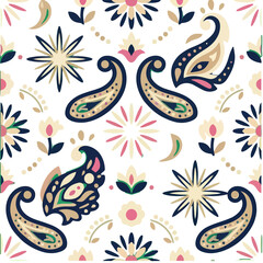 Paisley and floral seamless pattern © nadia