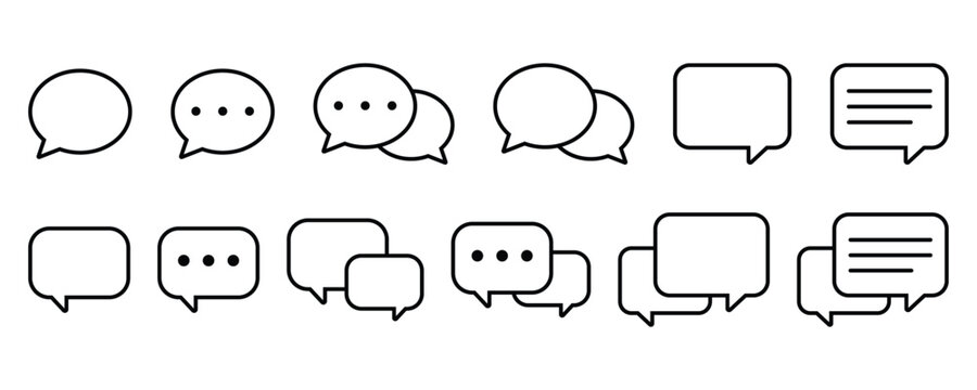 speech bubbles chat box outline icon set