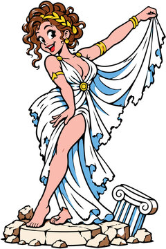 Vsai aphrodite goddess standing on ancient greek ruins