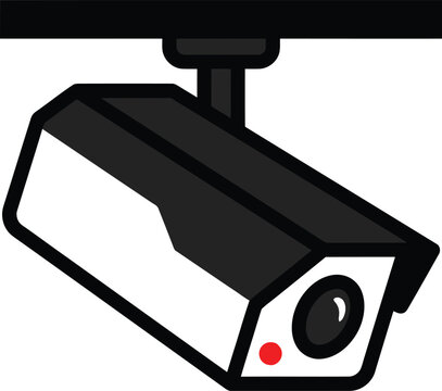 Security camera cctv icon vector illustration with red light for surveillance and protection.