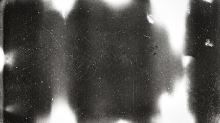 Obraz premium Old film texture with scratches, noise and light leaks. Realistic transparent overlay film texture in black-white, dust and grain. Distressed retro movie or photo negative effect of cinema nostalgia