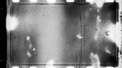 Obraz premium Old film texture with scratches, noise and light leaks. Realistic transparent overlay film texture in black-white, dust and grain. Distressed retro movie or photo negative effect of cinema nostalgia
