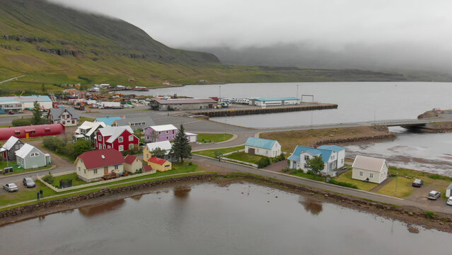 Beautiful summer scenery of Seydisfjordur town in Iceland.
