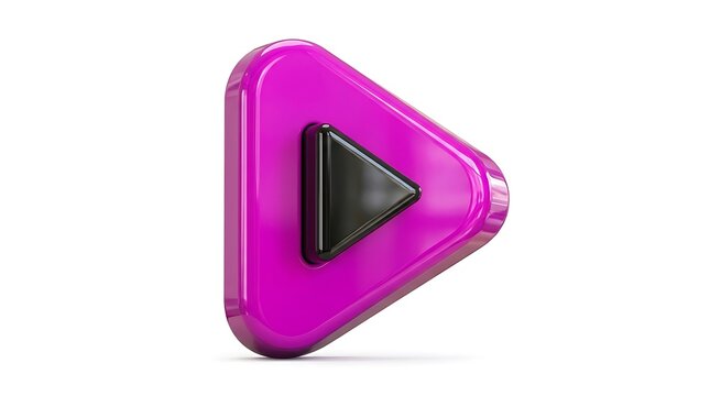 Magenta media play button icon with black triangle center media player video play