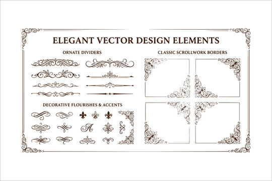 Elegant vintage vector decorative elements for design projects